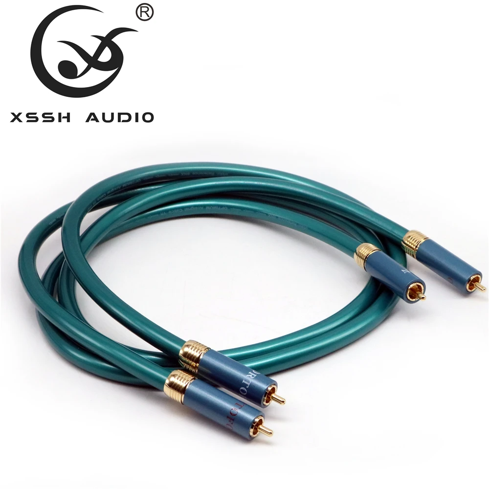XSSH аудио HI-end HiFi Высокое качество видео DIY 8N из меди 2 ядра аудио покрытием золото 2RCA до 2 RCA экранированный кабель сетевой шнур