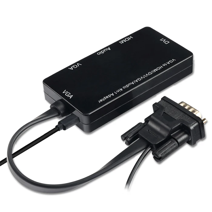 4-в-1 VGA к VGA HDMI DVI переходник аудио Выход конвертер для настольных ПК LSMK99