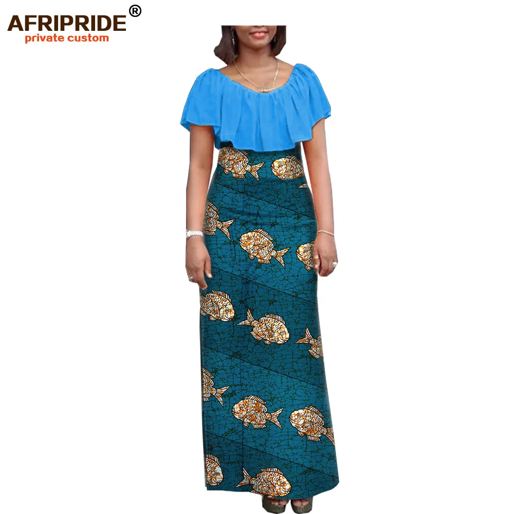 19 осеннее женское платье, африканская одежда, AFRIPRIDE, короткий рукав, длина по щиколотку, женское повседневное прямое платье, чистый хлопок, A7225138 - Цвет: 413