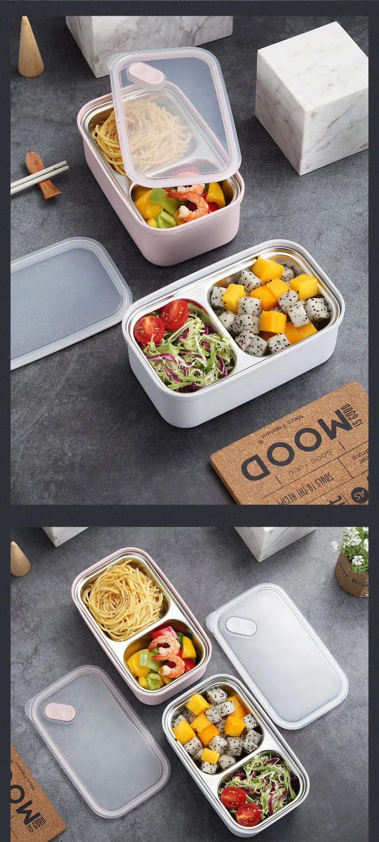 800 мл Ланч-бокс 304 из нержавеющей стали Bento box портативный термальный контейнер для хранения еды для взрослых детей школы герметичный Ланчбокс