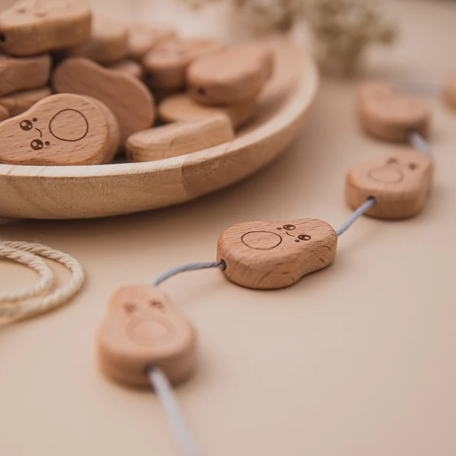 10Pc Wooden Beads Baby Teether Beech Avocado Bead DIY Teething Pacifier Chain Necklace BPA Free Wood Baby Accessories Nurse Gift 5