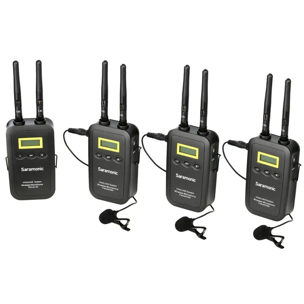 Saramonic 5,8 ГГц беспроводной петличный микрофон Система VmicLink5 3 передатчика и 1 приемник для Canon EOS Nikon D3300 DSLR камеры - Цвет: 3 TXs and Rx