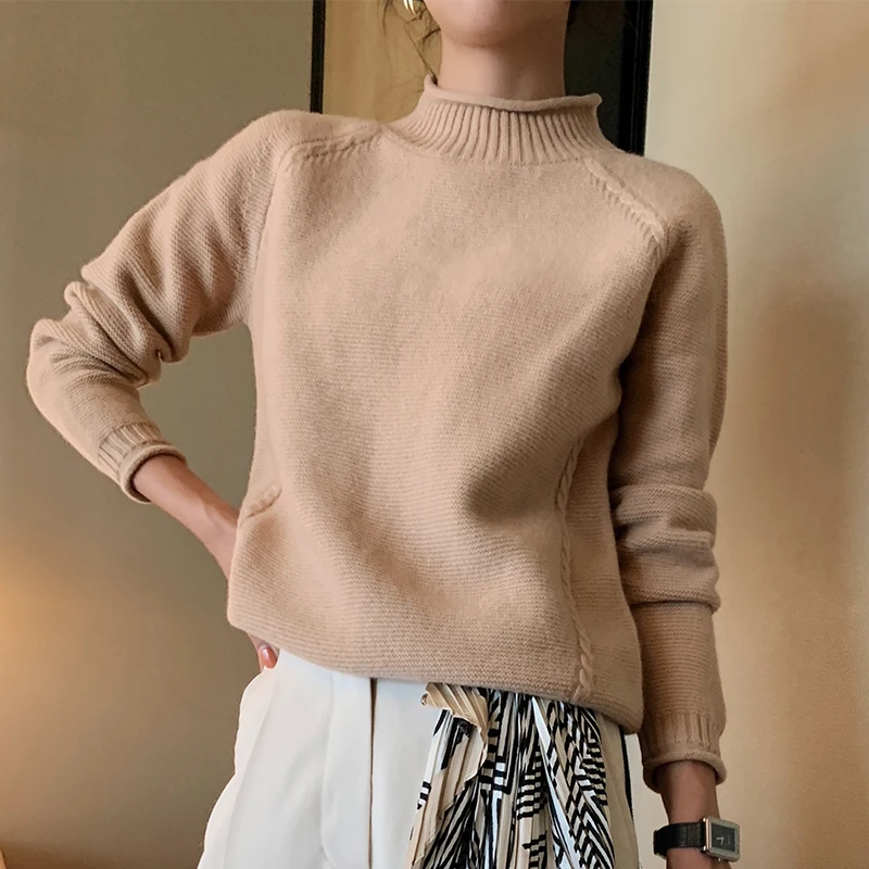 High quality women sweater wool knitted sweater women pullover long sleeve turtleneck soft female pullover pull femme warm - Цвет: jinmi