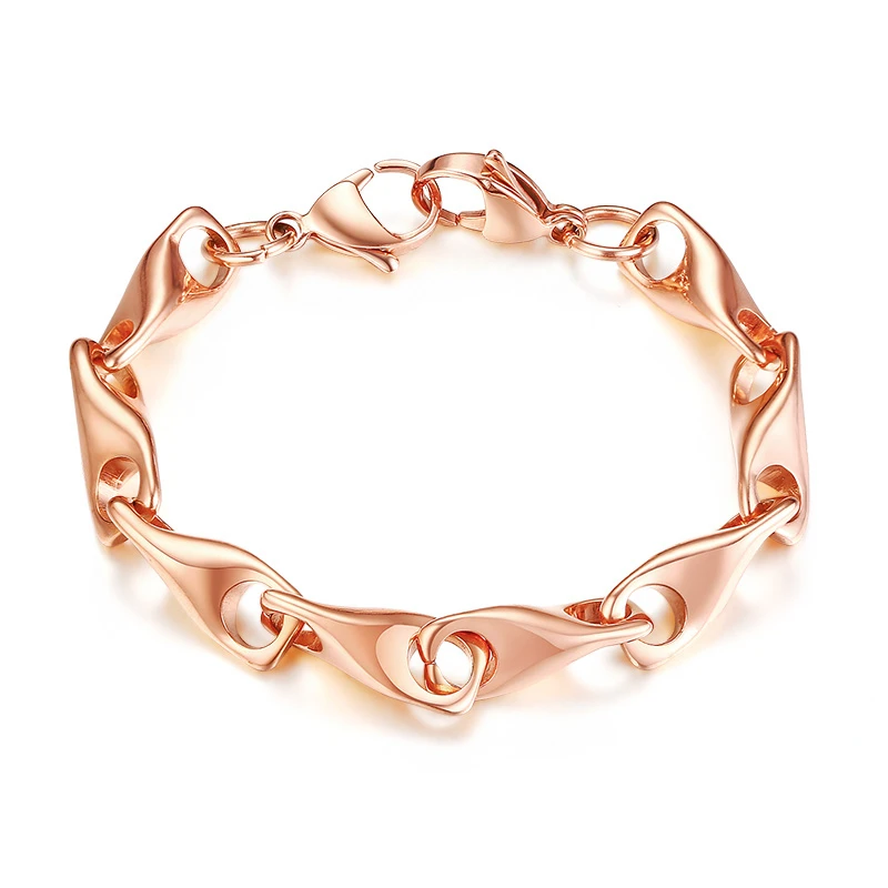 Розовое золото звено цепи браслеты для женщин дамы BLOD толстый Шарм ювелирные изделия