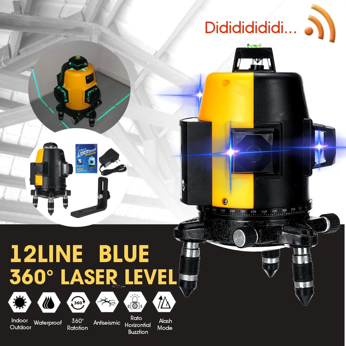 

12Lines 3D Laser Level Self-Leveling 360 Horizontal And Vertical Cross Supers Powerful Blue Laser Beam Line Laser Measuring