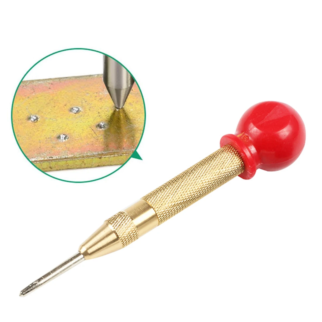 

1PC Automatic Center Punch Spring Loaded Marking Hole Carbon Steel Body Gold Color/Silver Color Optional