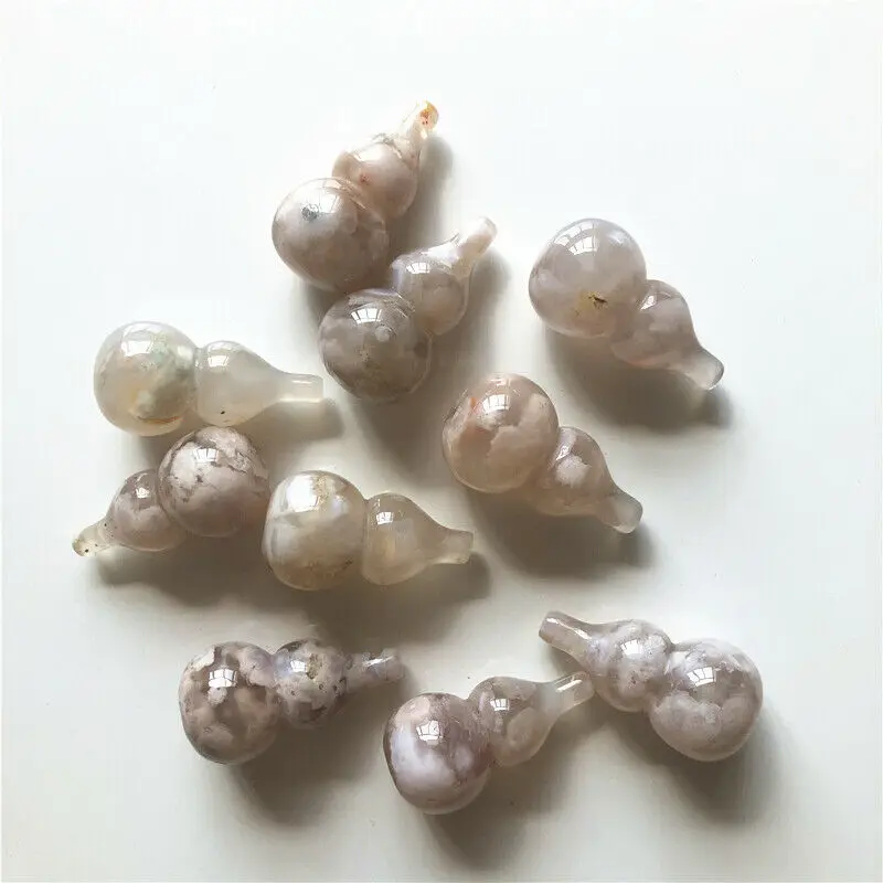 

Drop Shipping Natural Cherry Blossom Agate Gourd Jewelry Healing Polishing Stones Reiki Decoration Natural Stones And Crystals