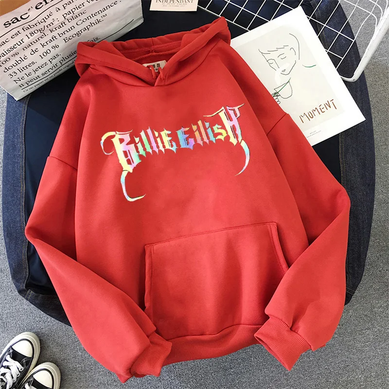 Billie Eilish/зимние женские толстовки с капюшоном длинным рукавом Толстовка Kawaii