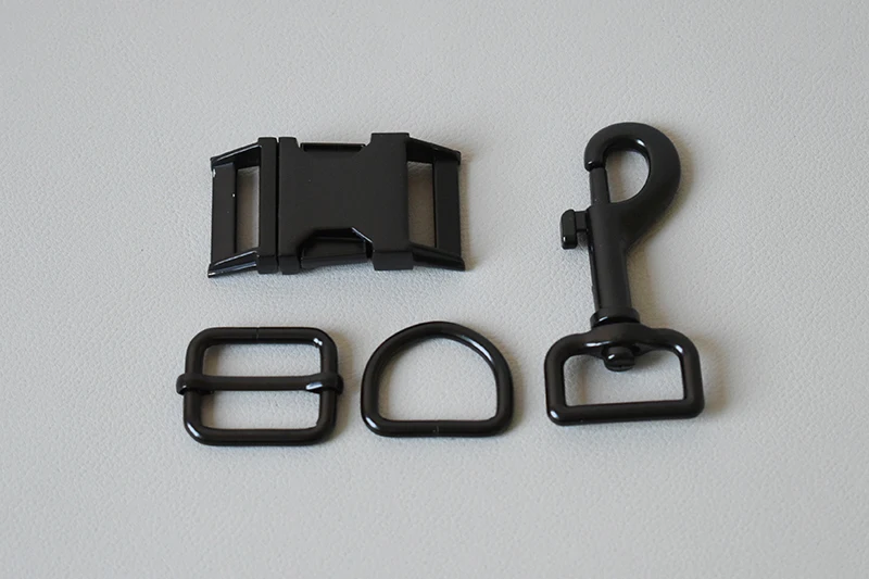 20 sets/lot metal hardware D rings adjuster 25mm webbing for dog collar leash pet straps lobster clasp snap hook DIY accessories