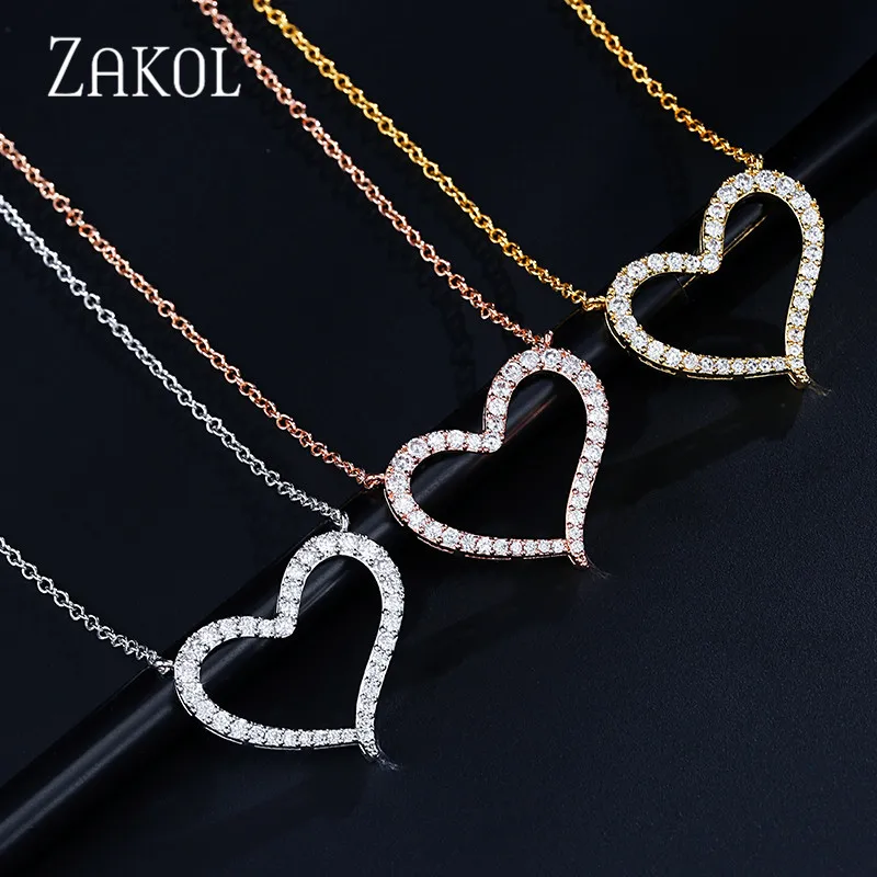 Ожерелье женское с кулоном в виде сердца фианитом|Подвески| |