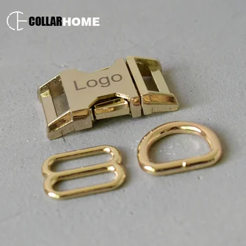 

100 sets engrave logo metal side release buckle D ring 20mm straps adjuster DIY dog collar harness sewing accessories sliders