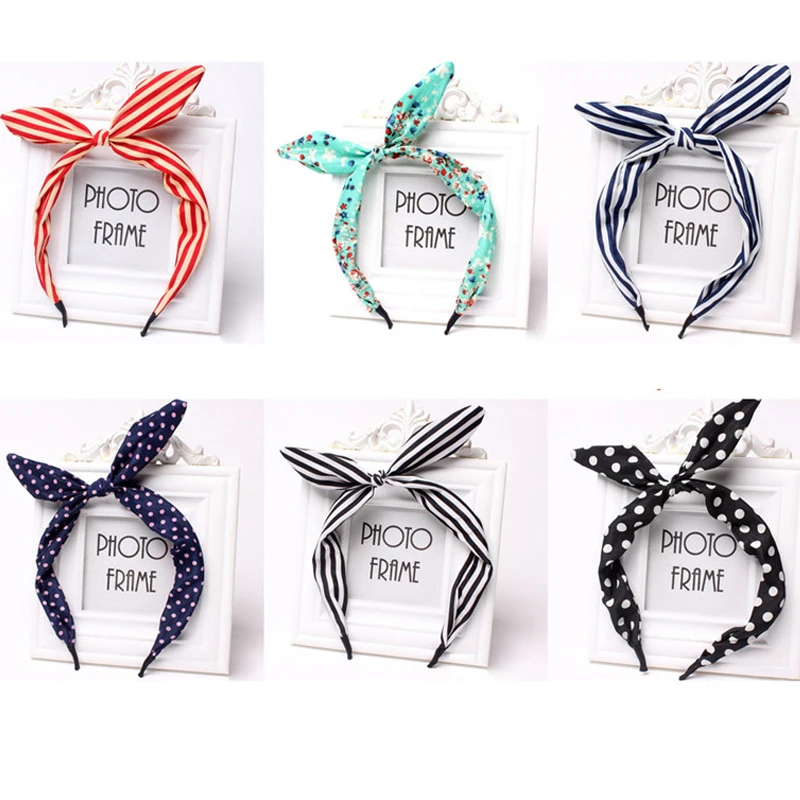 

1PCS Women Girls Fashion Rabbit Ears Headband Hair Band Floral Fabric Butterfly Bow Hair Hoop Hairband Hair Accessories