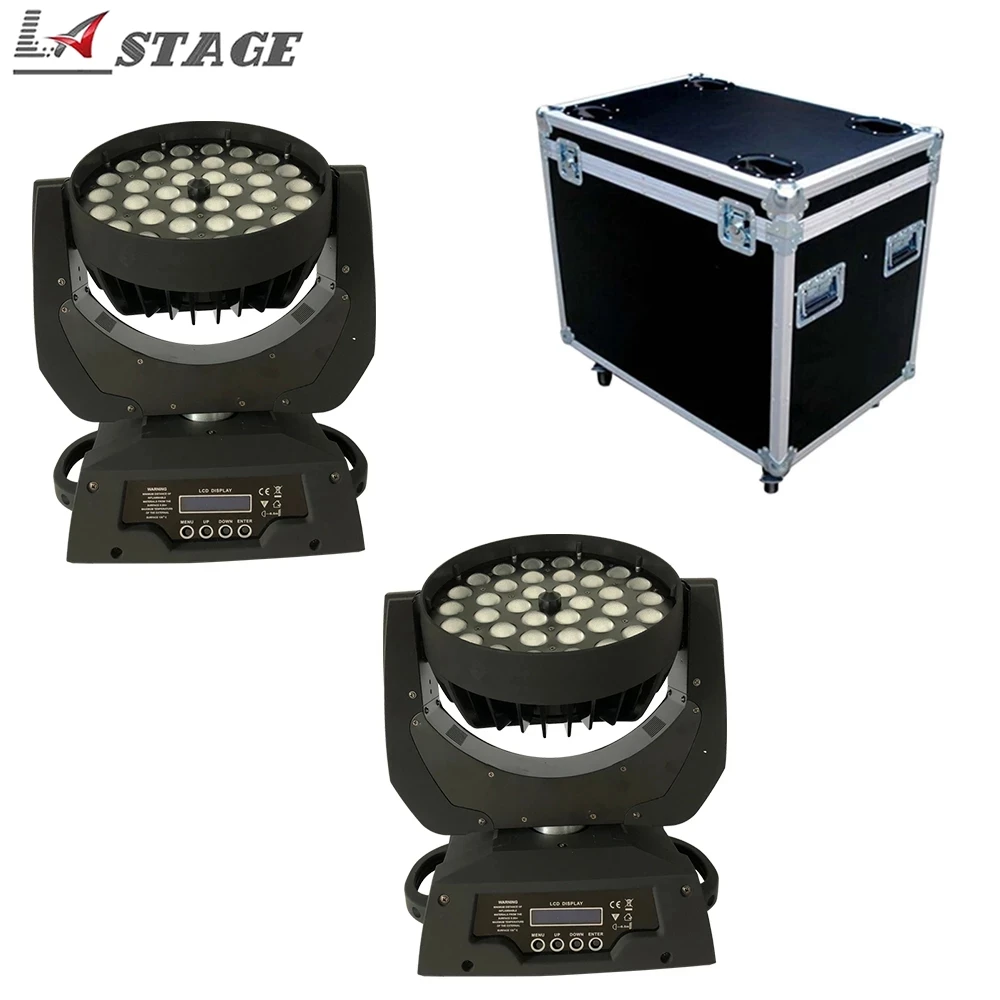 

Free Shipping 2pcs/Lot+Flightcase Power Corn Zoom LED Moving Head Wash Light 36x10w RGBW 4in1 Stage Lights Professional DJ Light