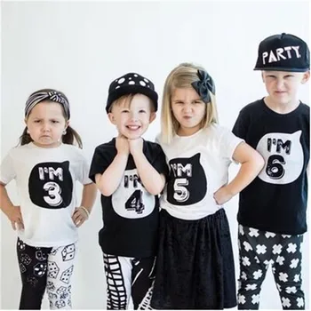 

Baby Boys T-shirt For Girl Tops T-shirt White Black Children Number Print Cotton Tops t-Shirts Summer Shirts Clothes