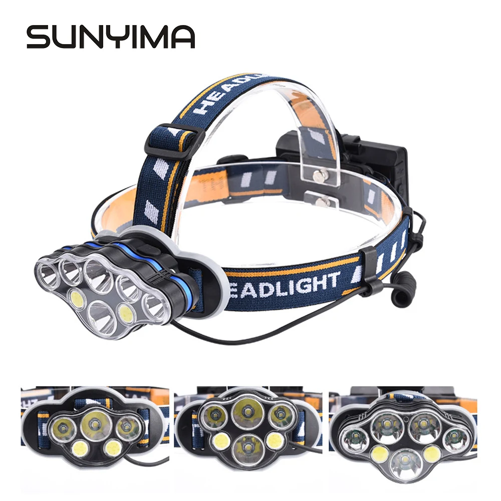 SUNYIMA lampa czołowa led USB akumulator T6 COB 8 trybów lampy reflektorów latarka wodoodporna na Camping wędkarstwo polowanie SUNYIMA lampa czołowa led USB akumulator T6 COB 8 trybów lampy reflektorów latarka wodoodporna na Camping wędkarstwo polowanie