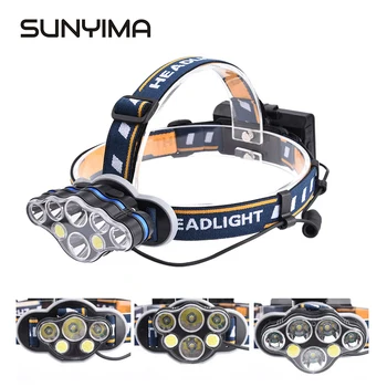 

SUNYIMA LED Headlamp USB Rechargeable T6 COB 8 Modes Headlight Lamps Flashlight Waterproof for Camping Fishing Hunting