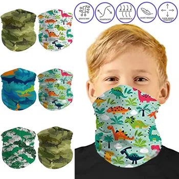 

2pc Children's Print Face Scarf Face Mask Protectio Neck Windproof Dustproof Sunscreen Outdoor Scarf Multi Function Bandana Kids