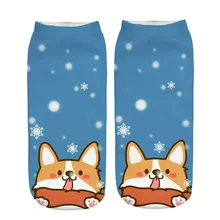 Рождественские Женские лодочные носки с объемным принтом; модные спортивные офисные носки-тапочки с милыми рисунками животных из мультфильмов; сезон осень-зима; праздничные подарки