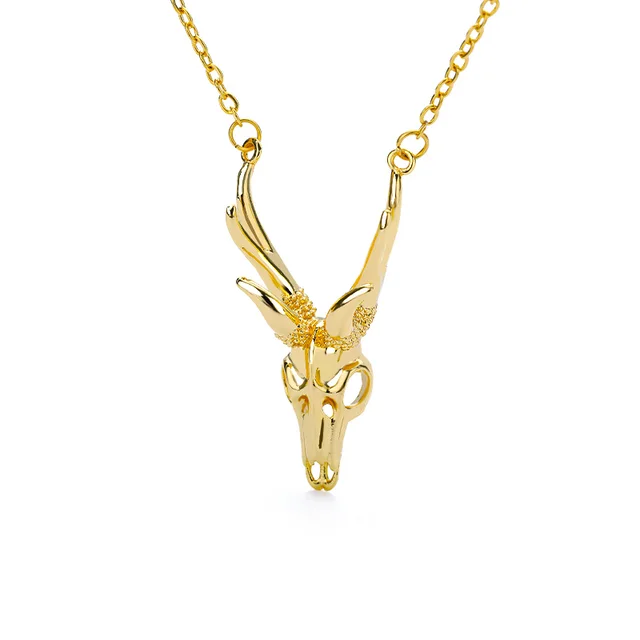 Gothic Animal Antelope Skull Necklace 