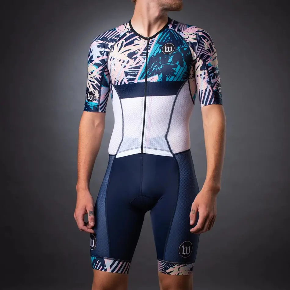 Мужские спортивные костюмы с коротким рукавом WATTIE INK, облегающий костюм для велоспорта, спортивный костюм ciclismo, трикостюм для велоспорта, Триатлон - Цвет: 04