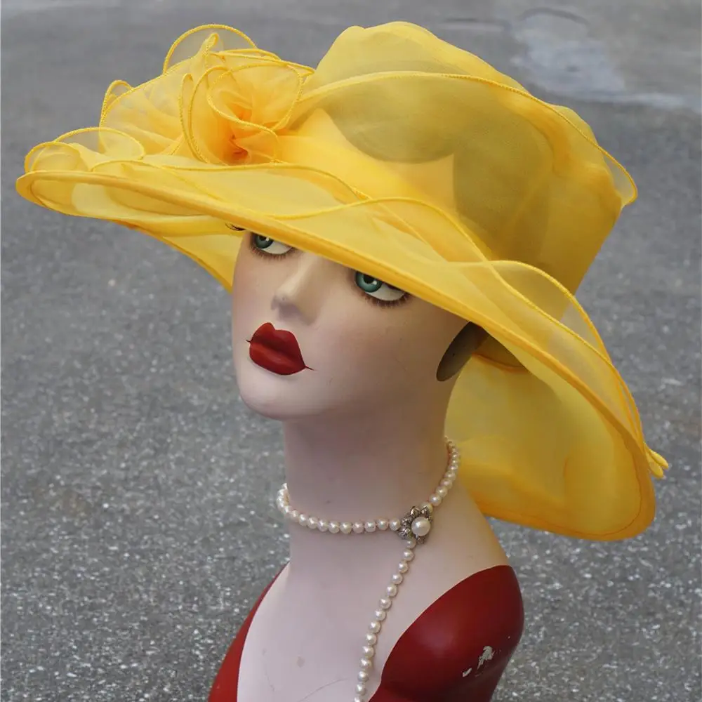 Lawliet летние шляпы для женщин из органзы с широкими полями шляпа от солнца