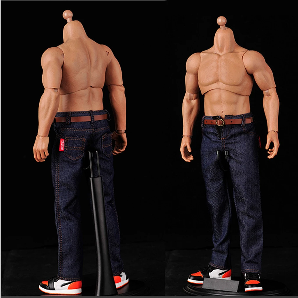 2 pcs 1/6 Male Classic Denim Jeans Pants with Belt for 12