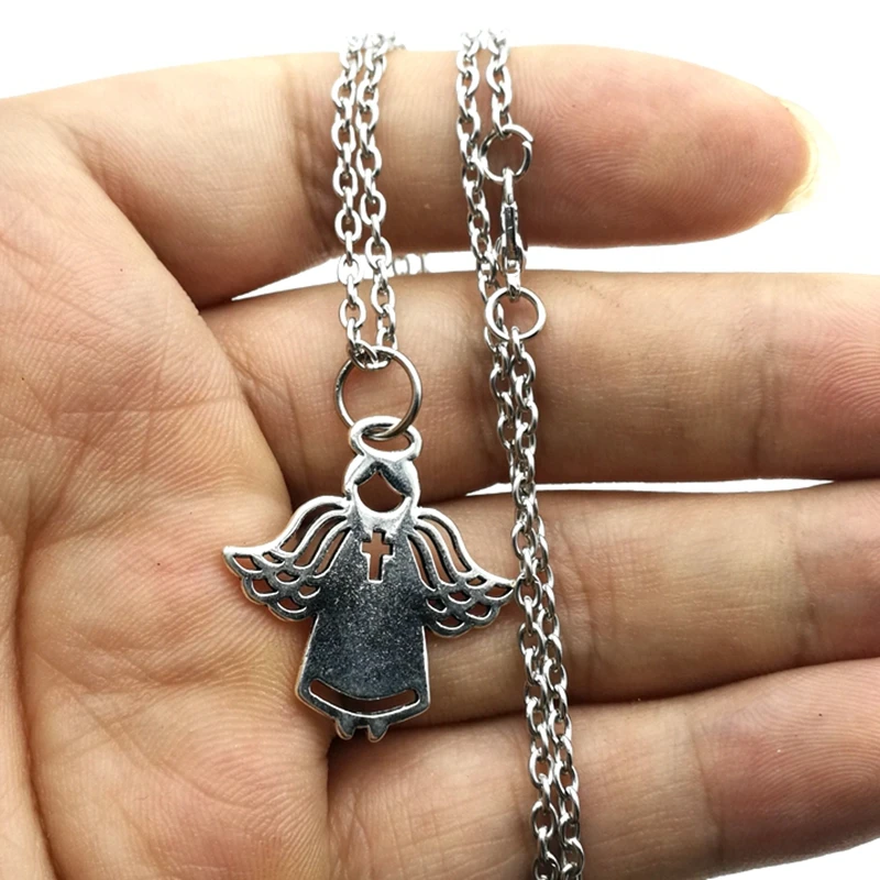 1 Pz Doctor Angel Wings Collana Fashion Holy Guardian Angel Ciondolo In Lega Little Angel Wing Heart Collana Gioielli Donna
