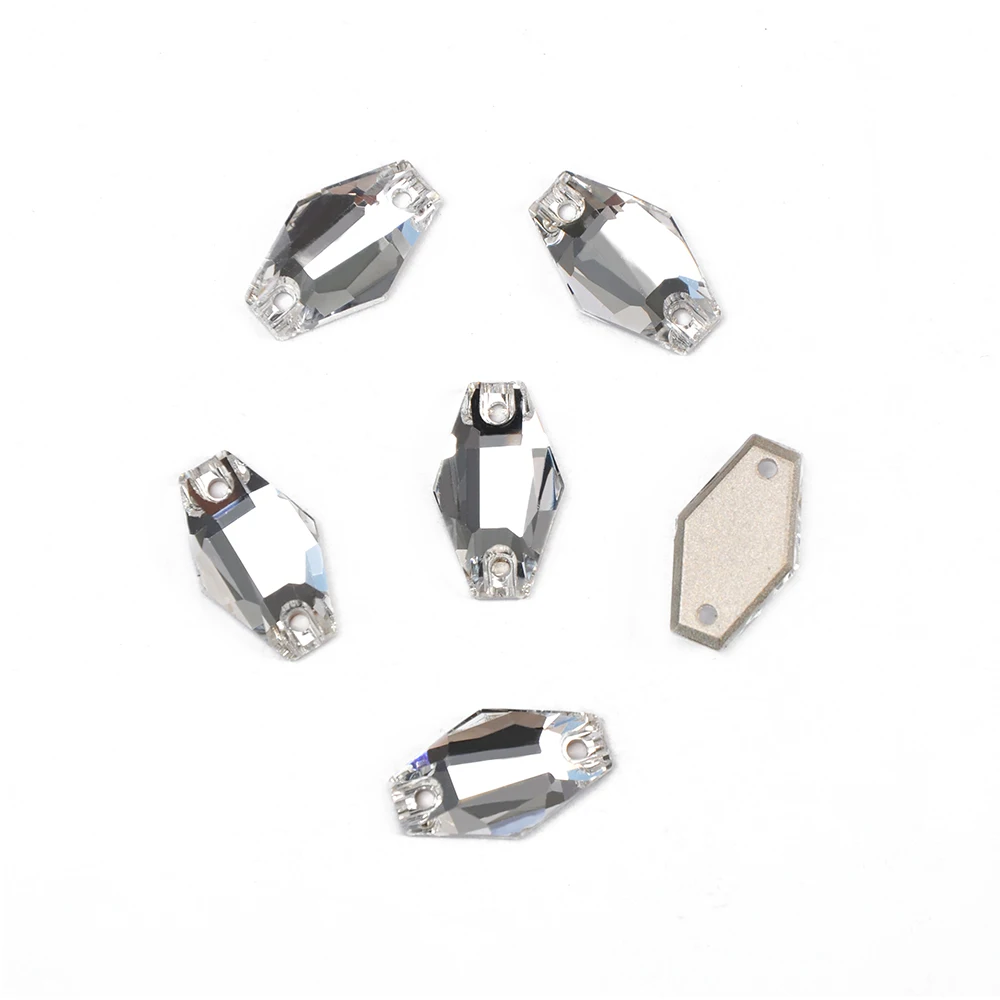 

Crystal Clear Larger Hexgon Shape Strass Boutique Sew On Rhinestones DIY Crafts Sewing Beads For Dress Decoration