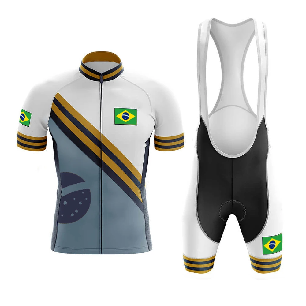 2022 Team BRAZIL Summer Men's Short Sleeve Cycling Jersey Set Sport MTB Clothing Bicycle Road Riding Bib Shorts | Спорт и