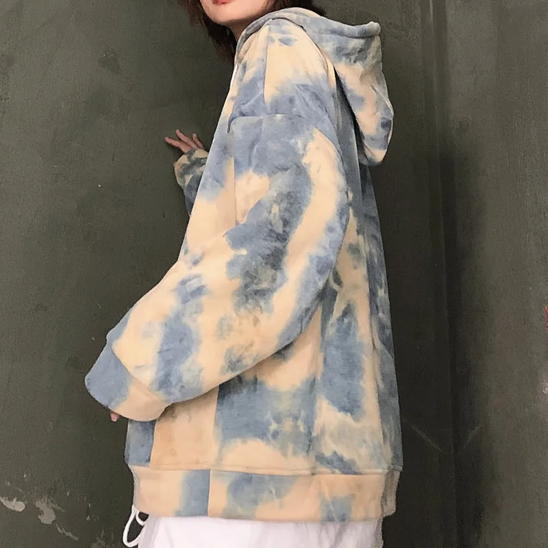 Tie Dye граффити контрастный принт карман с капюшоном свободный свитер пуловер толстовки Harajuku уличная Панк Топ скейтборд с граффити