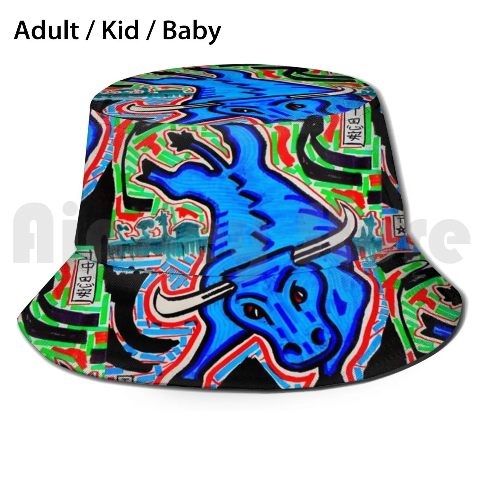 Kickin Bull Sun Hat Pieghevole Protezione Uv Bull Taurus Blue Farm Life Tequila Matador Bullfight Cowboy Nate Hvizdos