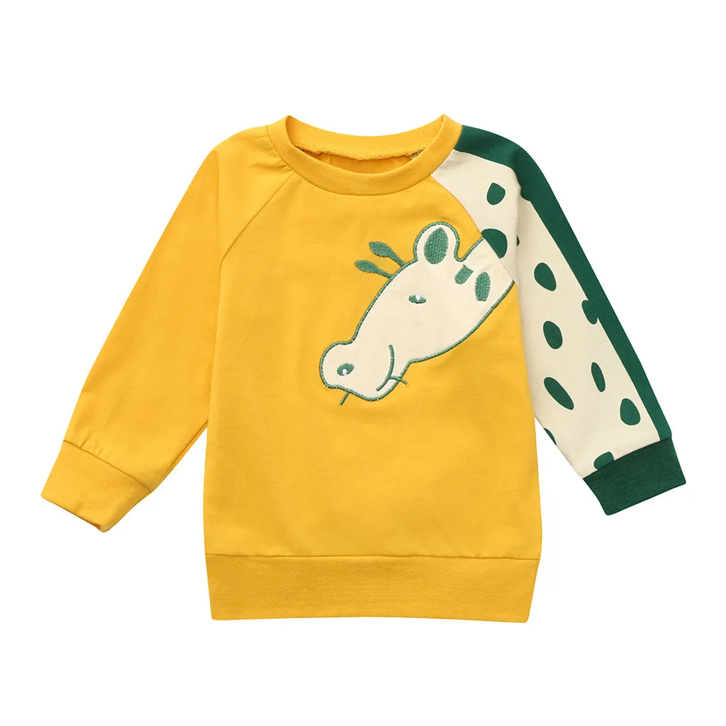 Yellow Г., Лидер продаж, Рождественская одежда топы с рисунком жирафа для маленьких мальчиков и девочек, футболка, комплекты,#20 - Цвет: Yellow