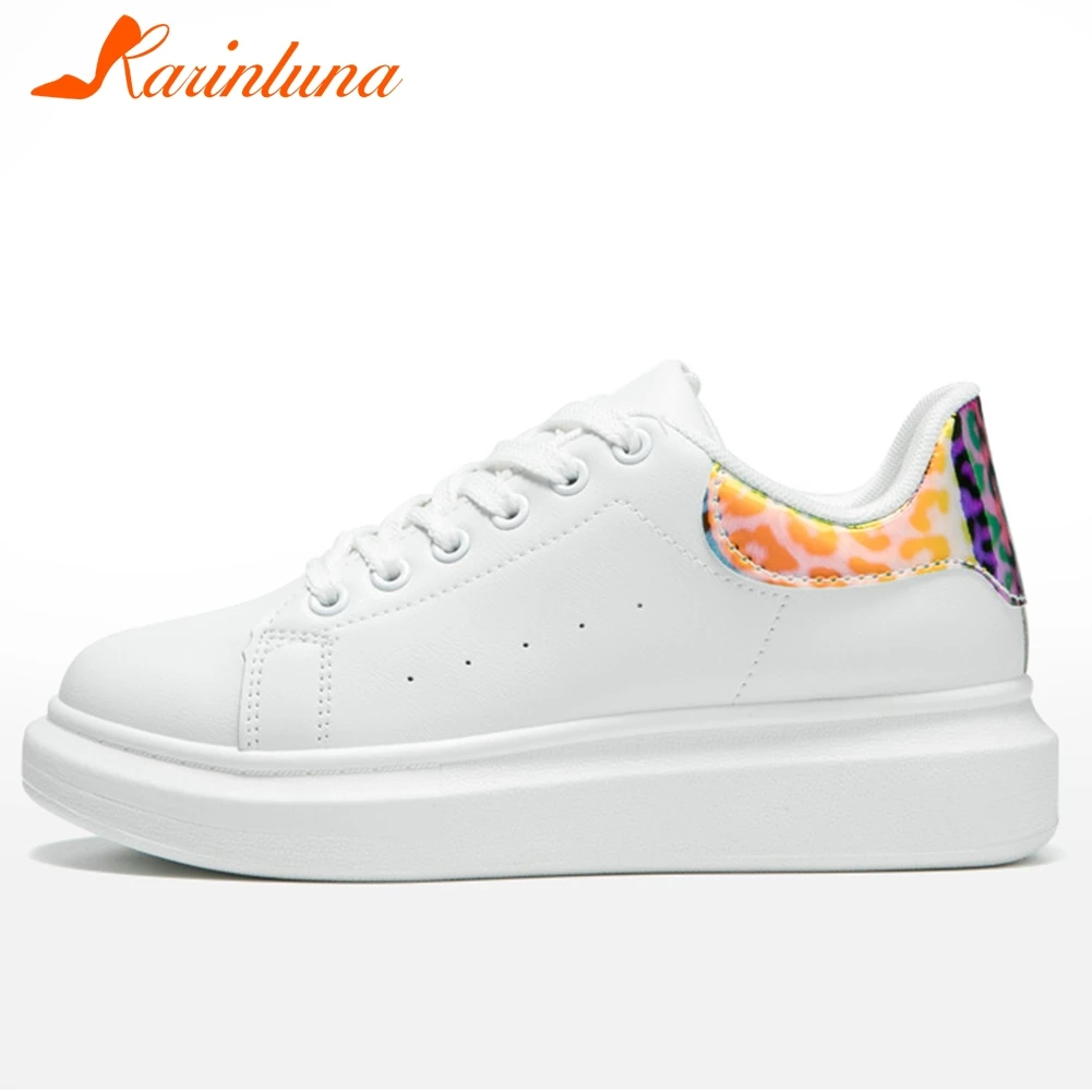 

KARINLUNA 36-41 New Ladies Casual White Dad Flats Fashion Mixed Colors Spring Flats Women Flat Platform Lace Up Shoes Woman