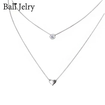 

Bali Jelry Trendy Necklace Silver 925 Jewelry Heart-shape Zircon Gemstone Pendant Accessory for Women Wedding Engagement Party