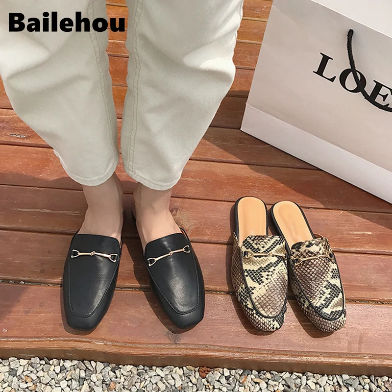 Bailehou/Коллекция 2019 года фирменный дизайн женские шлепанцы без шнуровки на плоской