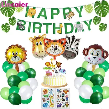 

46pcs Animal Balloons Garland Jungle Safari Theme Party Decorations Happy Birthday Kids Boys Favors Supplies Monkey Lion Tiger