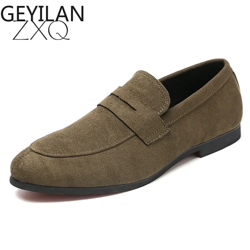 

Big Size 38-48 Men Casual Suede Leather Loafers Black Solid Leather Driving Moccasins Gommino Slip On Moccasins Shoes
