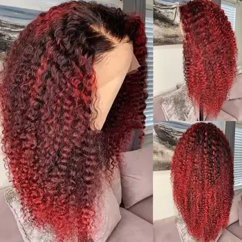 

Pre Plucked Remy Curly 1b/99J Red Burgundy Colored Wig 13x6 Deep Part HD Transparent Invisible Lace Wig For Black Women Atina