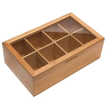 

Tea Storage Case Display Tea Multifunction Container Gift Wooden Durable Protective Solid 8 Compartments Storage Box