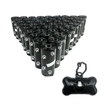 개 애완 동물 쓰레기 봉투, 가죽 끈 클립 1 개, 20 롤 (15 백/롤), 가방 디스펜서, 야외 강아지 산책 및 여행 애완 동물 공급