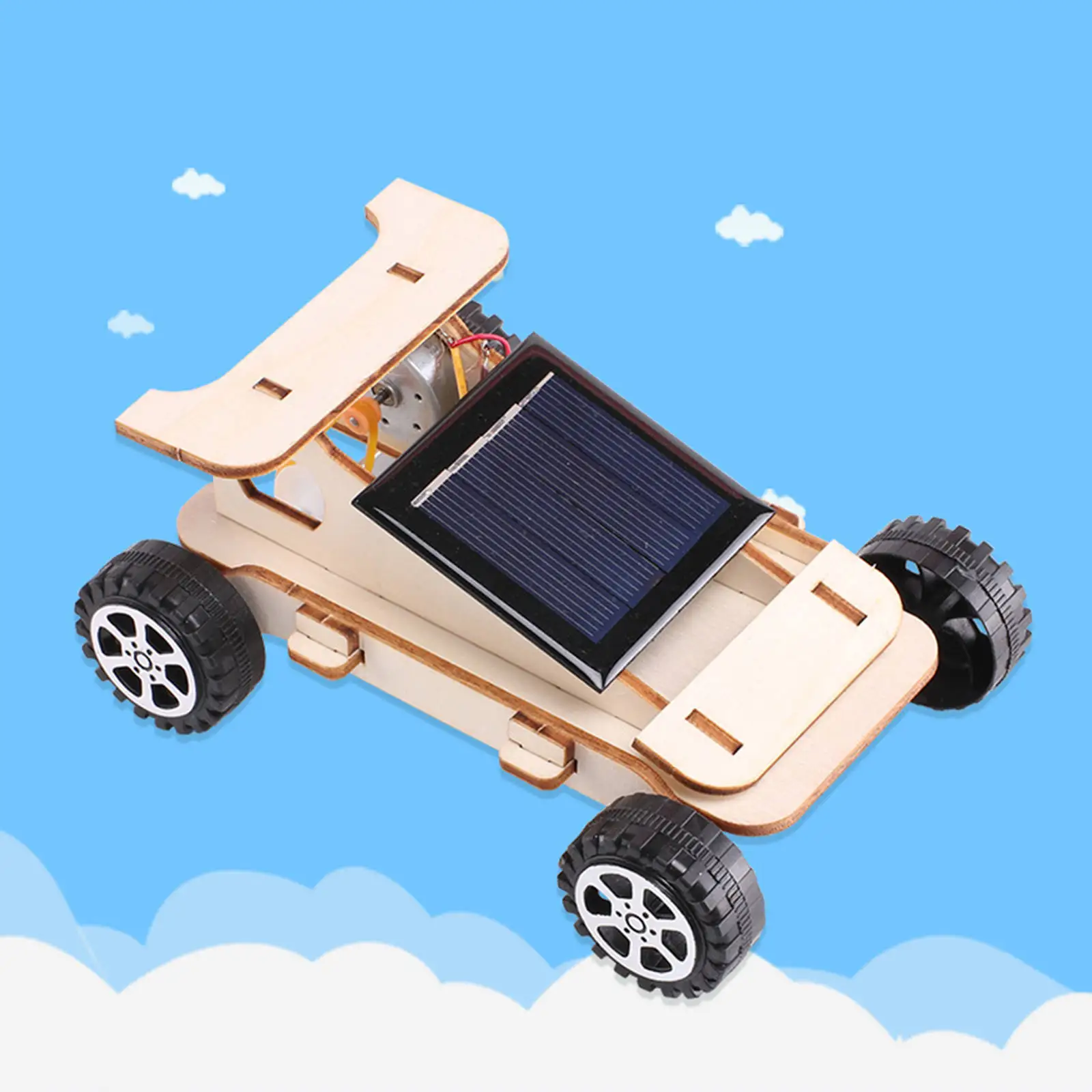 DIY Wooden Solar Car Science Experiment Building Projects Kit Moveable