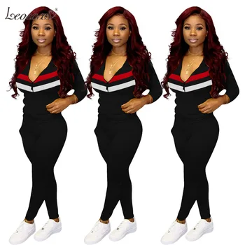 

Two Piece Set Women Autumn Sports Casual Long Sleeve Zipper Hooded Top And Skinny Pant set Outfit Tracksuit For Women S-2XL