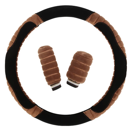 Winter Brown Противоскользящий 15 ''/38 см чехол рулевого колеса автомобиля дышащий ручной тормоз ручки переключения передач воротники Чехлы универсальные для автомобилей - Название цвета: Winter Brown