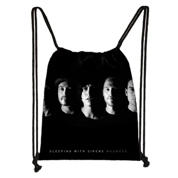 

Custom Sleeping with Sirens Drawstring Bag Satchel Casual Backpack Teenager Storage Bag Women Men 32x38cm*18-1031-02-50