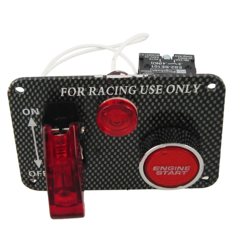 Carbon Fiber Racing Car 12V Ignition Switch Panel Engine Start Push Button