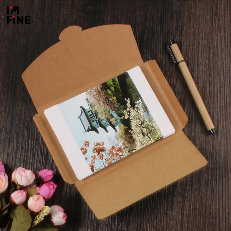 Kraft Paper Open Window Postcard Boxes Photo Picture Pack Box 