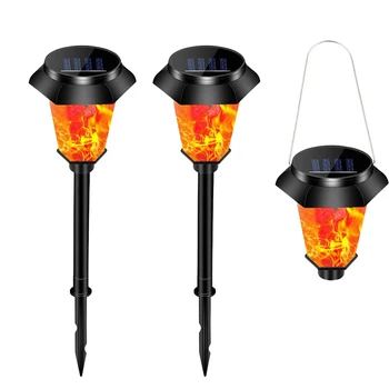 

1/2/4pcs 22 LED Solar Powered Lawn Lights Waterproof Flames Garden Torches Lights Auto On/Off Solar Light For Patio Yard Decor
