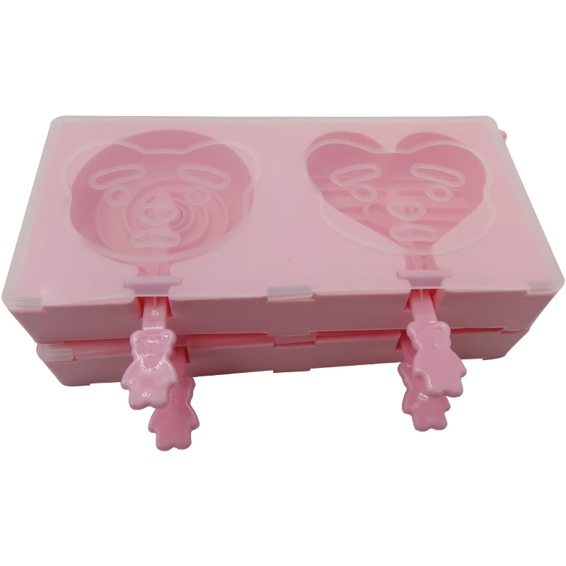 2PCS Silicone Ice Cream Mold Popsicle DIY Children Ice Cream Molds Tools Sticks Molds For Jelly Chocolate Silicone Cube Mold Ice