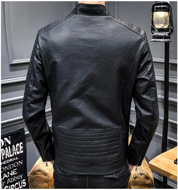 Модный бренд High Street искусственная кожа для мужчик куртка Байкер Slim Fit замшевые куртки для мужчин Твердые молнии ПУ Топы пальто DS50869