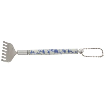 

Floral Pattern Elastic Metal Rear Part Scratching Massager blue, white